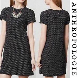 Anthropologie Maeve Mini Dress Shift Classic Polka Dot Black White Size Small